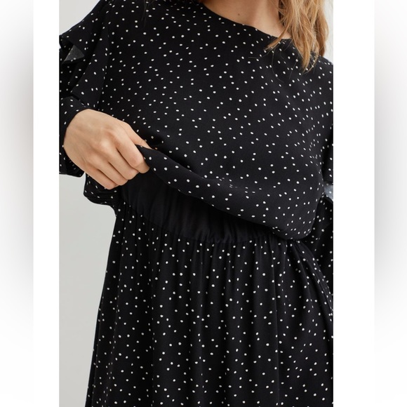 H&M MAMA Flounced Trim Nursing Long Sleeve Dress - EUC - Picture 6 of 7